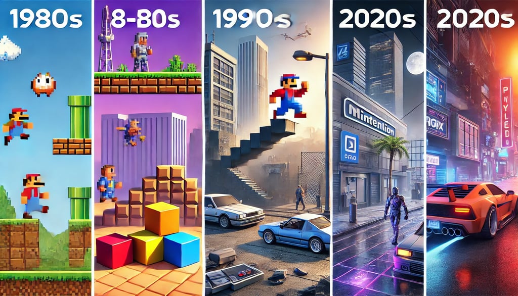 evolução dos gráficos nos videogames, desde os pixels 8-bit até o fotorrealismo moderno com Ray Trac