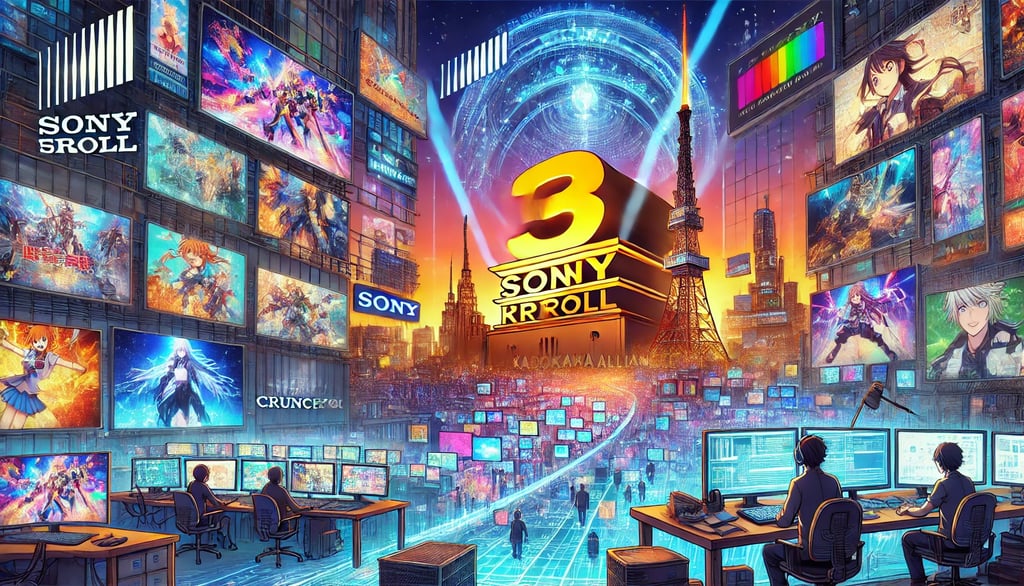 expansão dos animes da Kadokawa via Crunchyroll, com um estúdio de animação futurista e uma cidade