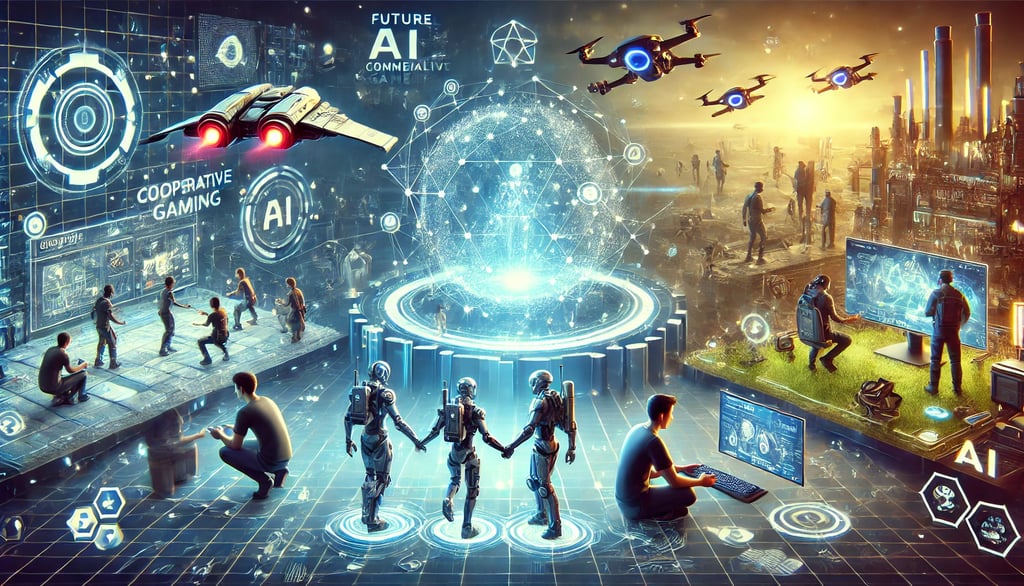 o futuro dos jogos cooperativos com realidade virtual, IA e cross-platform.