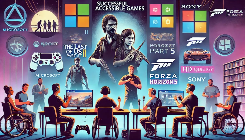 jogadores desfrutando de jogos acessíveis com recursos como legendas e suporte à linguagem de sinais