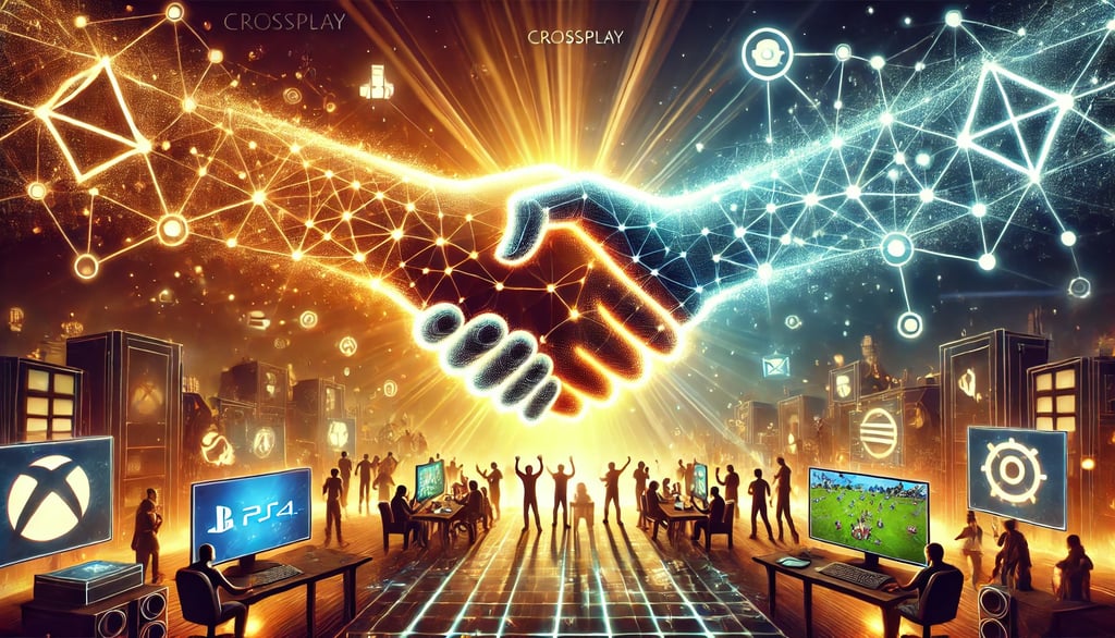 Aperto de mãos digital representando a união das plataformas de jogos e o impacto transformador