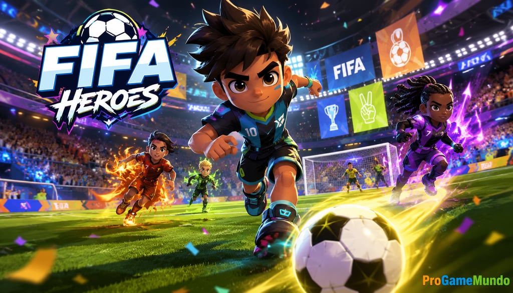 Jogador disputa partida de futebol arcade em um celular com efeitos de energia.