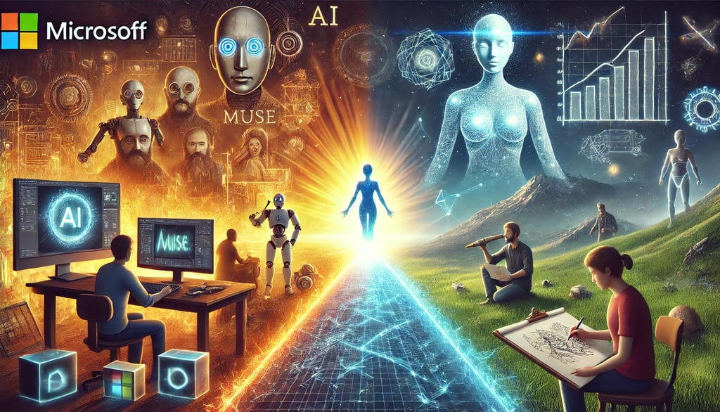 equilíbrio entre IA e criatividade humana no desenvolvimento de jogos, com Muse e desenvolvedores co