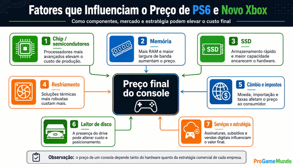 Infográfico mostra fatores que afetam preço de PS6 e novo Xbox.