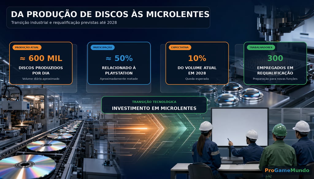 Infográfico mostra discos, microlentes e requalificação de 300 empregados.