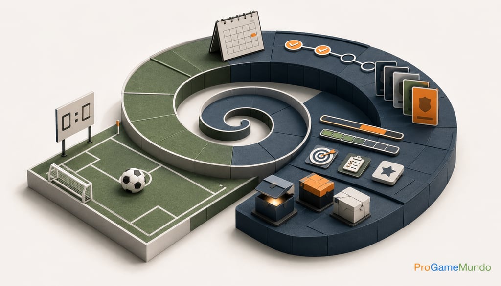 Campo virtual ligado a cards e recompensas em um circuito de progressão.