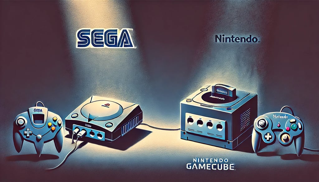 Sega Dreamcast e o Nintendo GameCube, simbolizando o declínio da rivalidade direta entre Sega e Nint