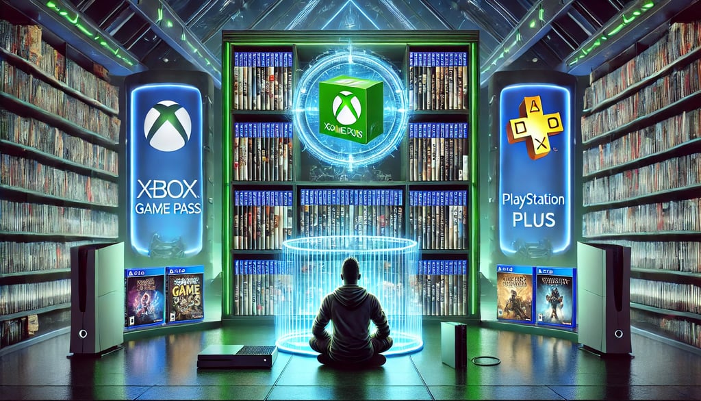 impacto da retrocompatibilidade na indústria , com um jogador visualizando títulos clássicos enquant