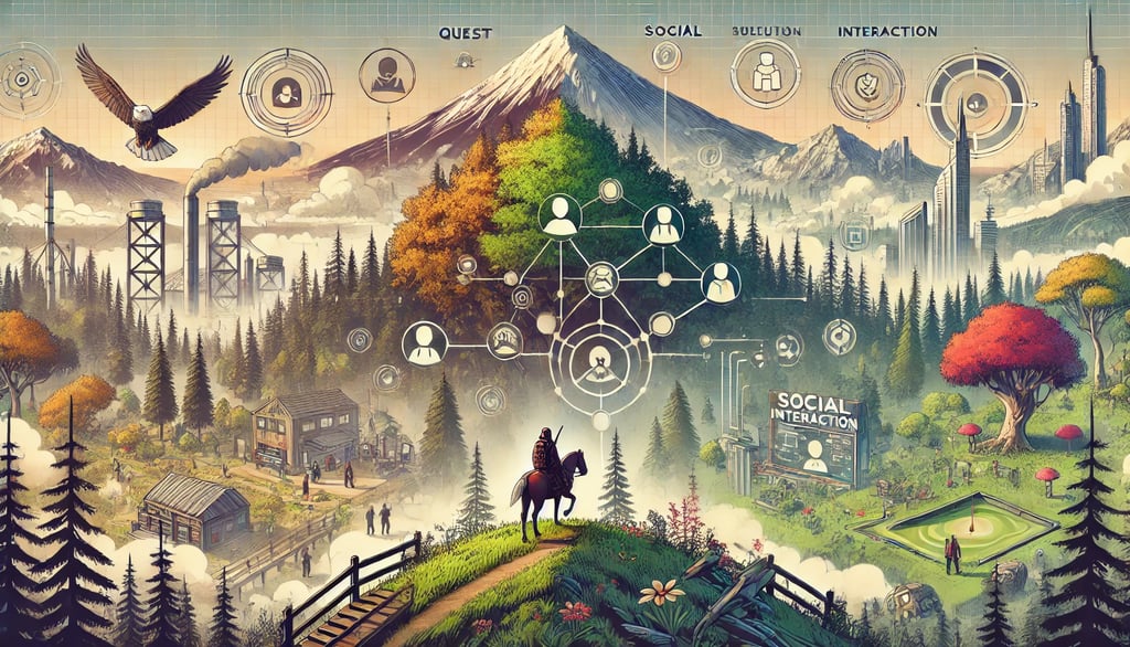 reflete a liberdade, narrativa e tecnologia dos jogos de mundo aberto.