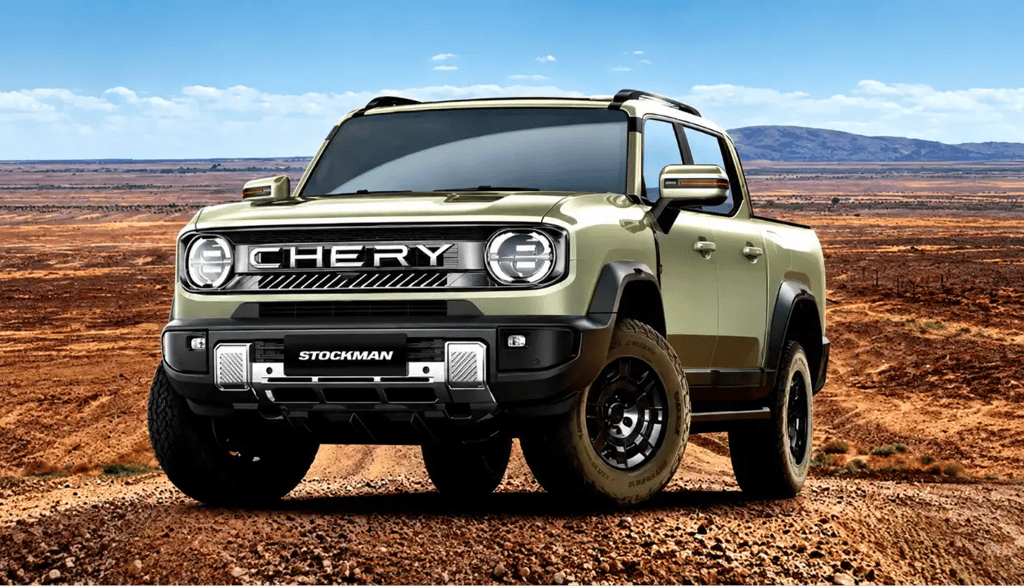 Chery Stockman híbrida a diesel em cenário desértico com visual robusto e off-road