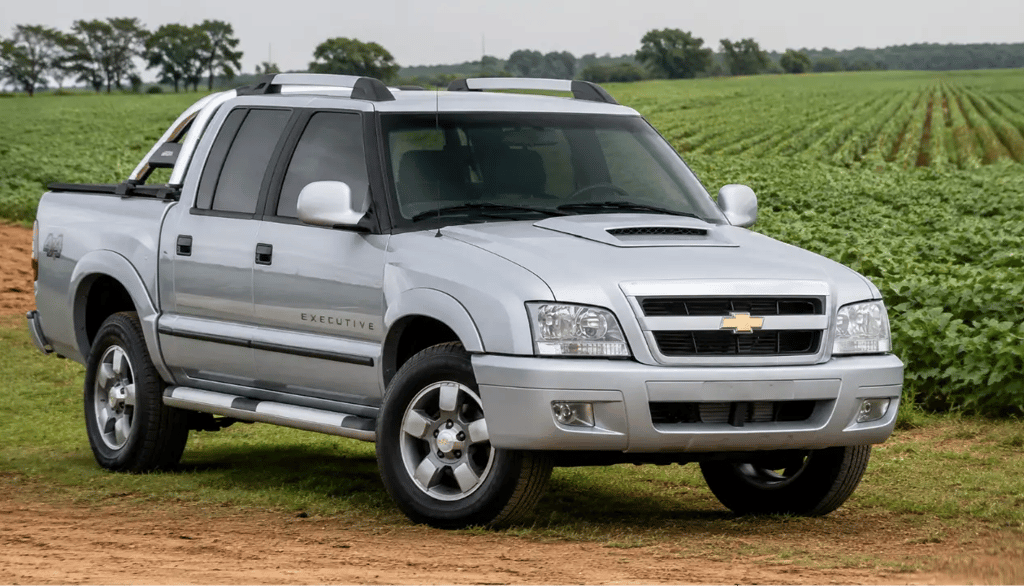 Chevrolet S10 Executive 2011 4x4 prata em frente a uma plantação no campo