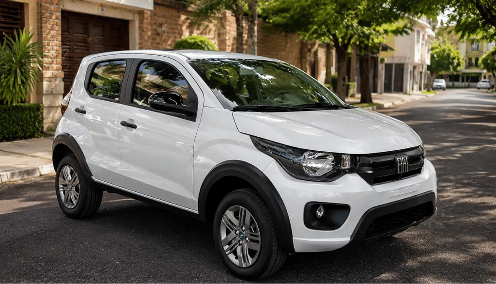 Fiat Mobi Like branco rua residencial