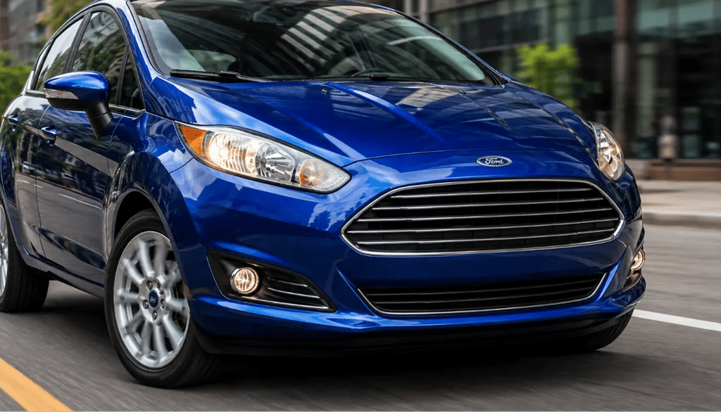 Ford New Fiesta Titanium 2018 azul metálico com motor EcoBoost em movimento.