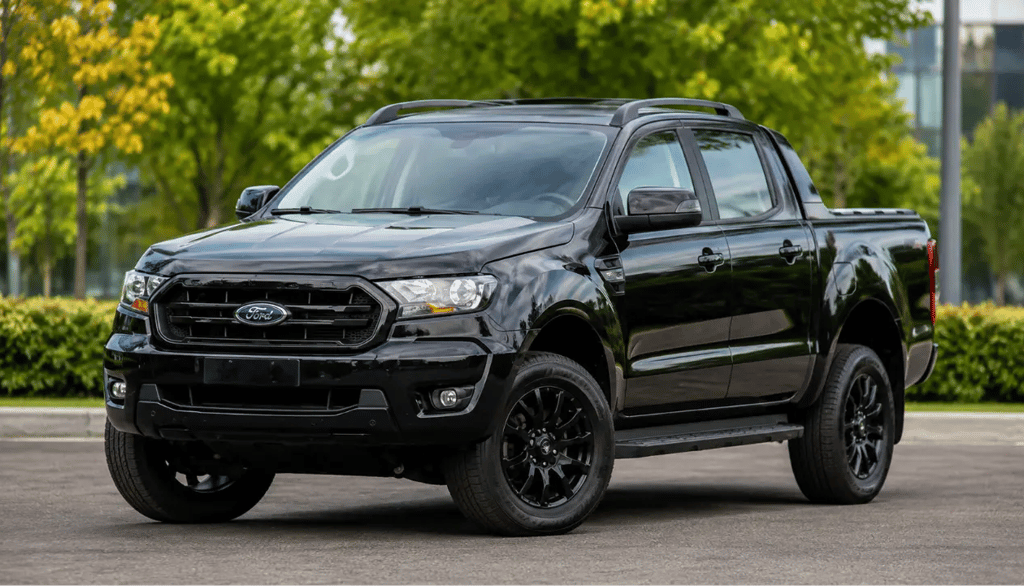 Ford Ranger Black usada com motor diesel fotografada em ambiente externo