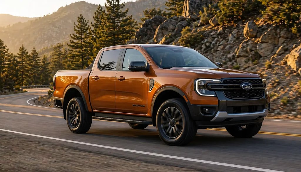 Ford Ranger em movimento após alerta de recall por risco de fogo nos EUA