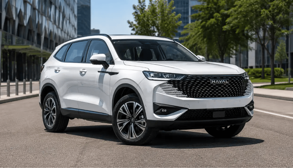 Haval H6 PHEV19 branco em cenário urbano moderno