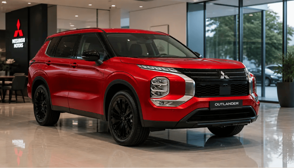 mitsubishi outlander 2026 black edition em showroom moderno com mais luxo e tecnologia