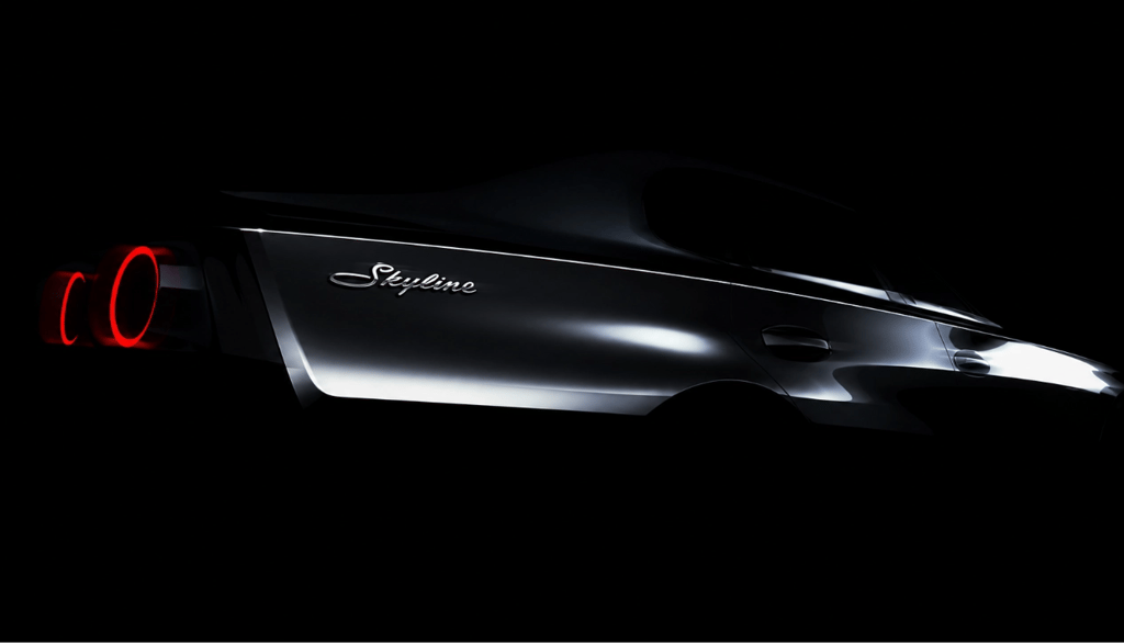 Teaser do novo Nissan Skyline revela silhueta esportiva e lanternas traseiras icônicas