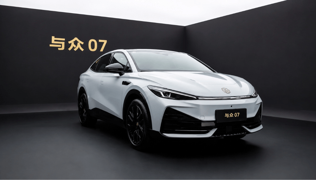 Novo Volkswagen ID. Unyx 07 elétrico apresentado durante lançamento oficial na China.