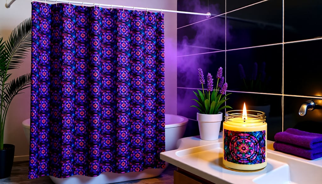 a candle lite up in a bathroom