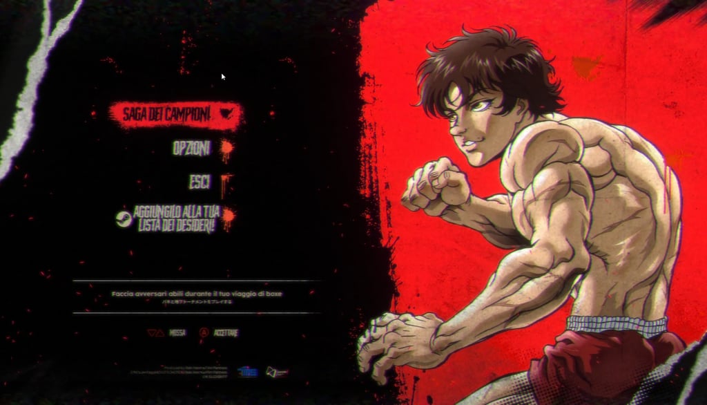 Menù principale del videogioco Baki Hanma: Blood Arena