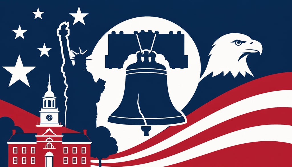 A flat-style vector illustration celebrating the United States Semiquincentennial (250th Anniversary