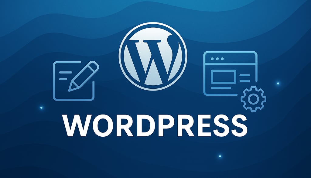 a wordpress logo with a blue background