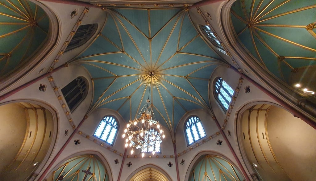 The octagonal ceiling of St Dunstan's in the West