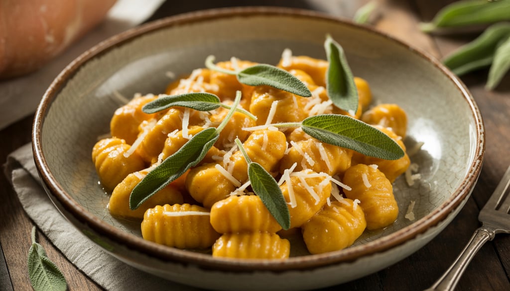 a bowl of pasta with sage leaves and sage leaves