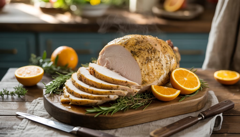 a sliced up pork roasting on a cutting board
