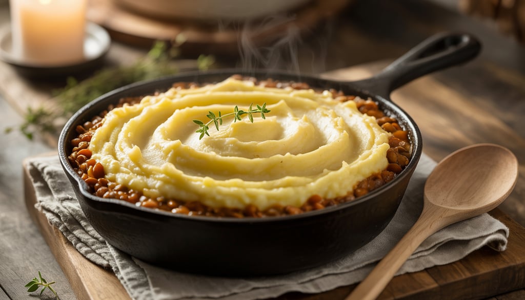 a skillet with a skillet and a wooden spoon