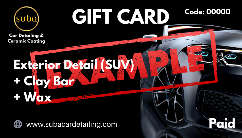 Suba car detailing gift card