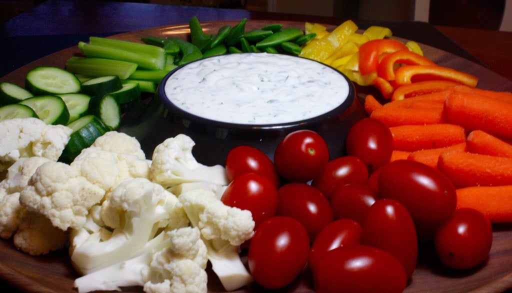 magic dip with a vegetable tray
