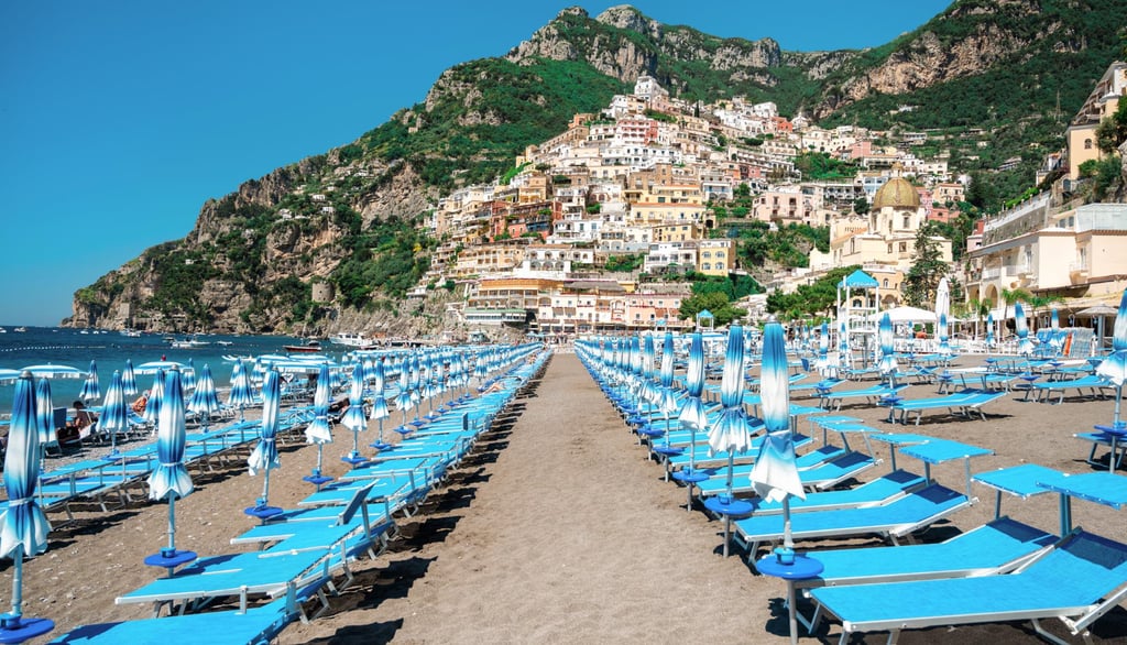 View of the Tyrrhenian sea coast in Positano Italy