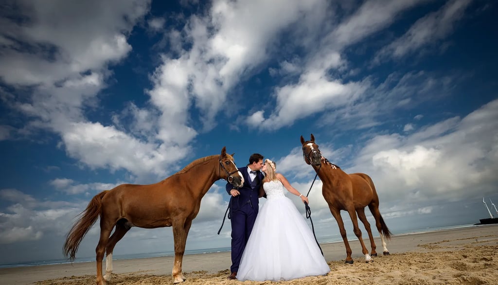 photographe mariage florent saint omer lille a bride and groom standing on the beach
