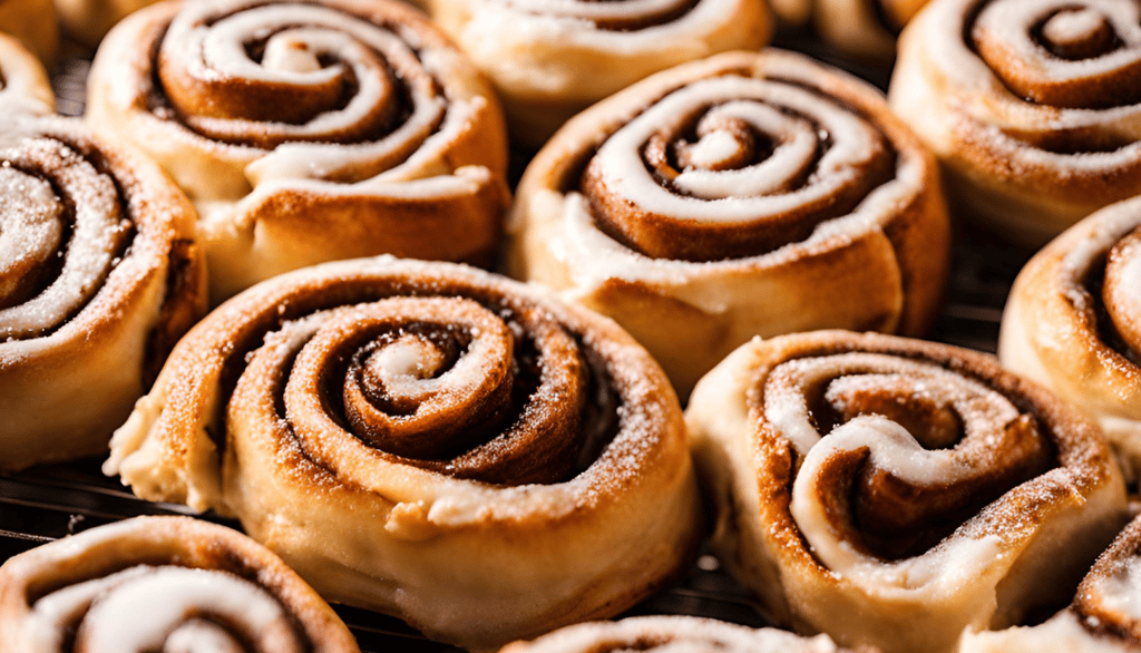 a bunch of cinnamon rolls on a baking sheet