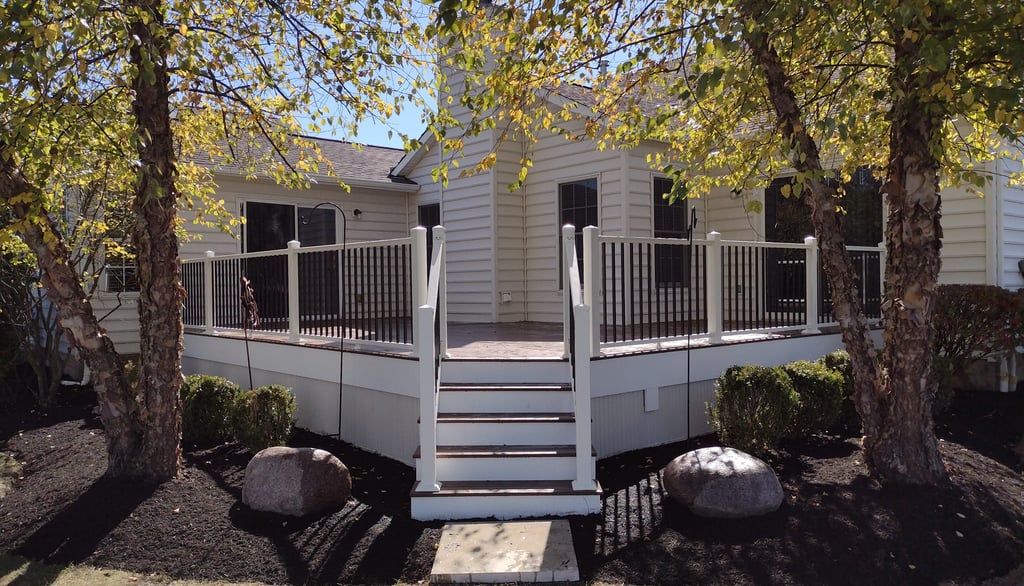 Composite deck installation in Columbus, Ohio backyard