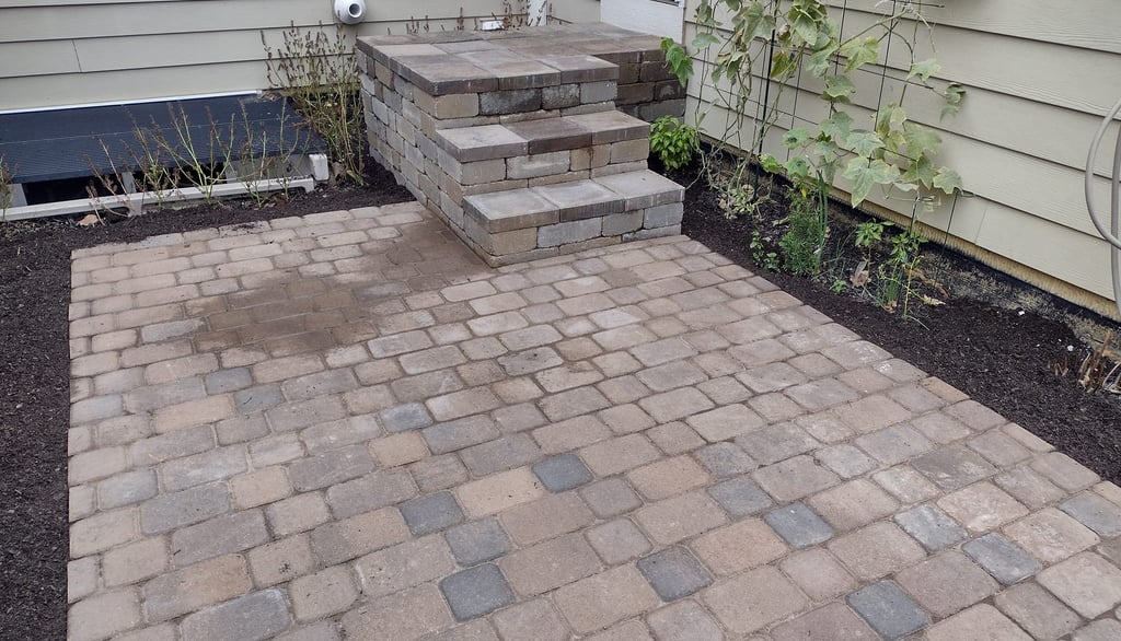 Custom paver patio installation in Columbus Ohio backyard