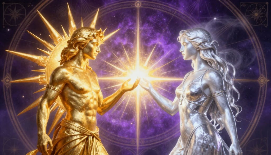 Alchemical marriage of conscious masculine and subconscious feminine energies creating manifestation