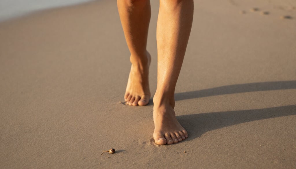 Barefoot earthing walk for root chakra grounding and natural energy balance