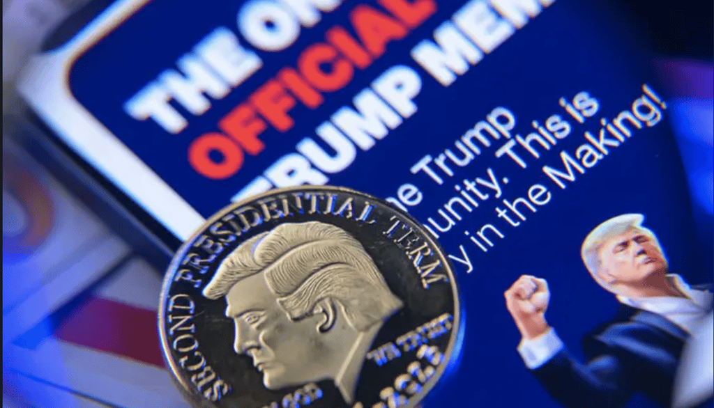 a coin - shaped coin with a donald trump coin
