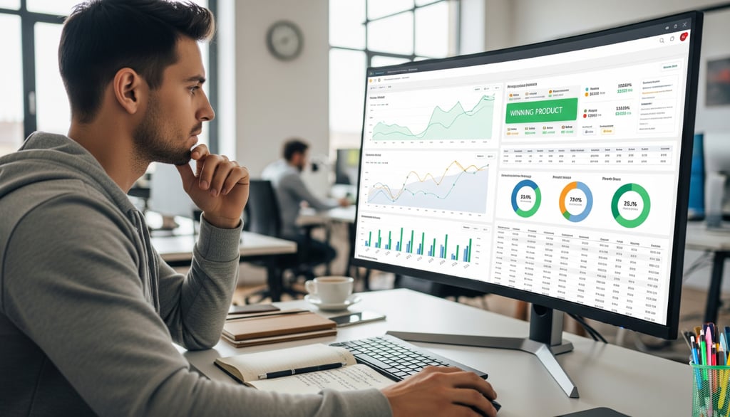 A person analyzing data to find winning products.
