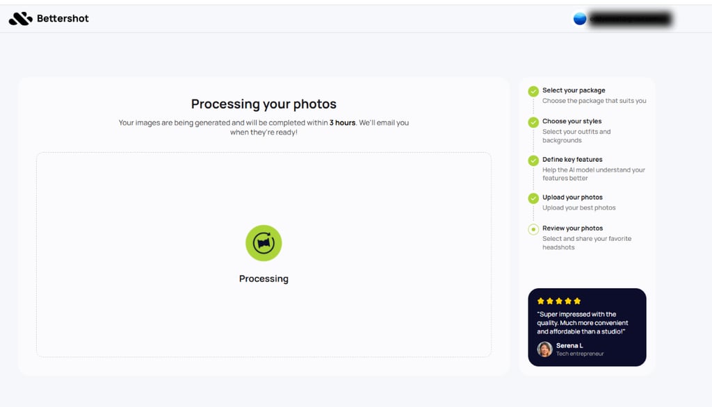 Image in Bettershot processing uploaded photos