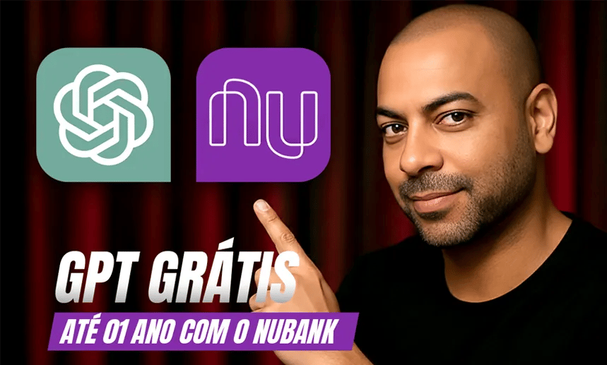 CEo da Trinet Digital aponta para os Logotipos do Nubank e OpenAI lado