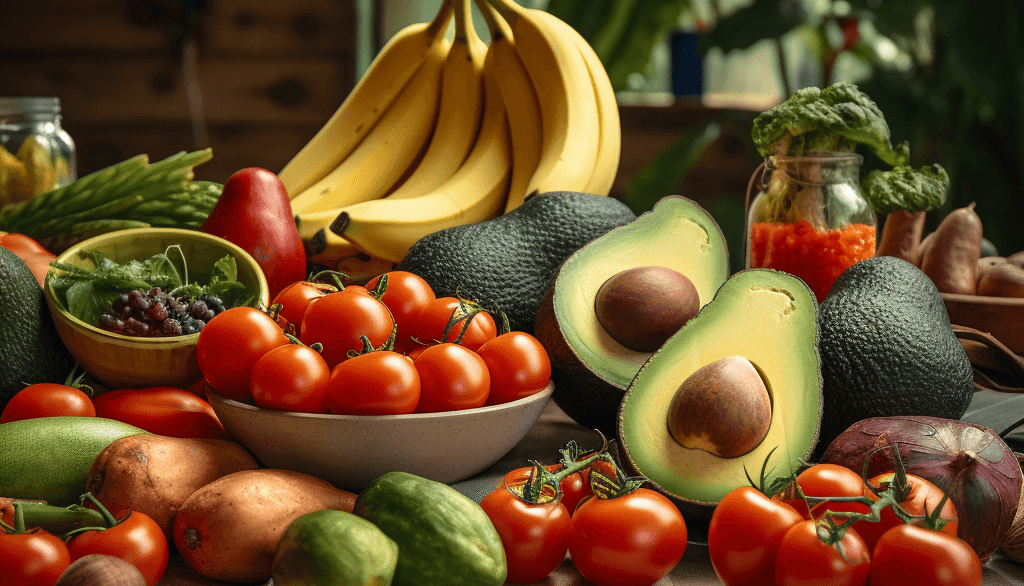 Food rich in potassium like banana, avocado, tomatoes