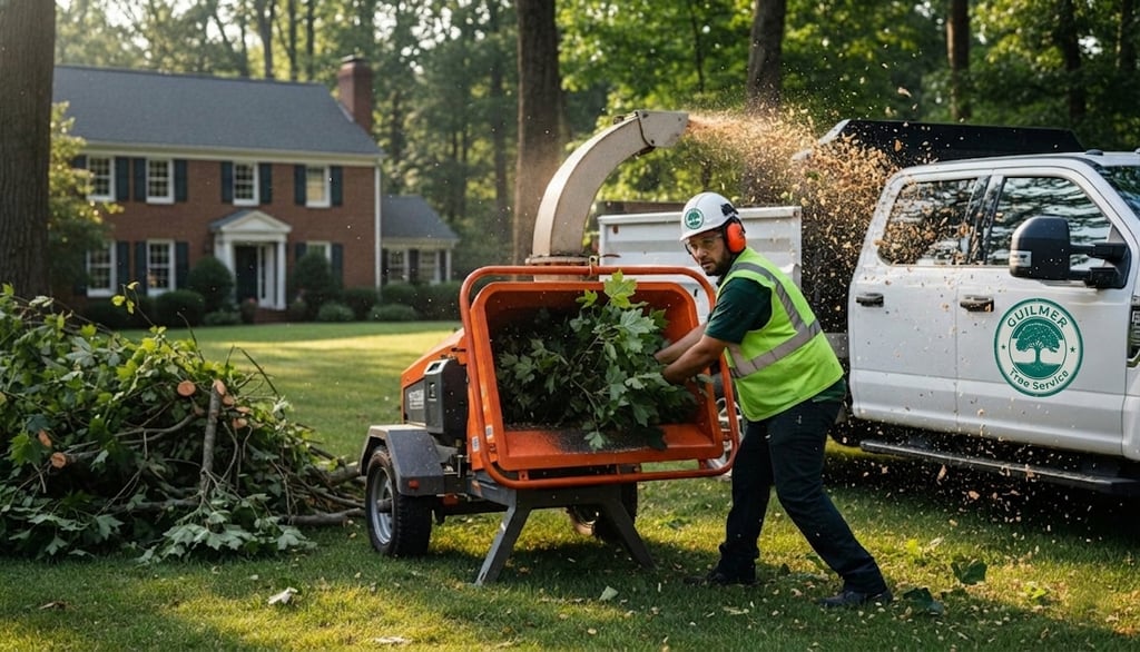 Brush chipping in Falls Church, VA with wood chipping, yard waste removal, and tree debris recycling services.