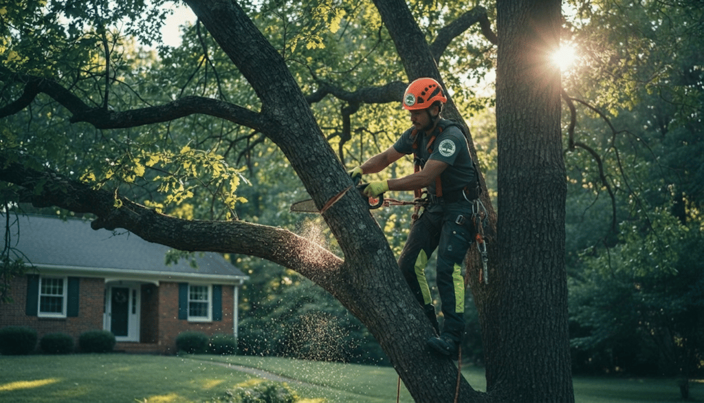 Tree pruning in Falls Church, VA showing proper pruning vs. trimming for tree health, storm prevention, and safe tree care.