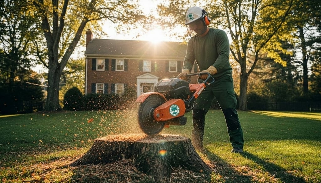 Professional stump grinding in Falls Church, VA with safe stump removal and termite‑prevention benefits