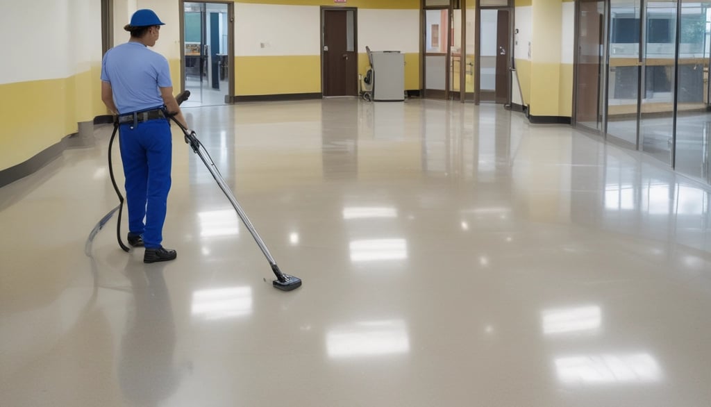 woman standing while holding on shoulder of man cleaning pathway and another man spreading water using green water dipper