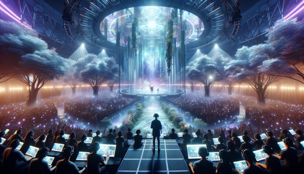 a man standing in front of a stage with a crowd